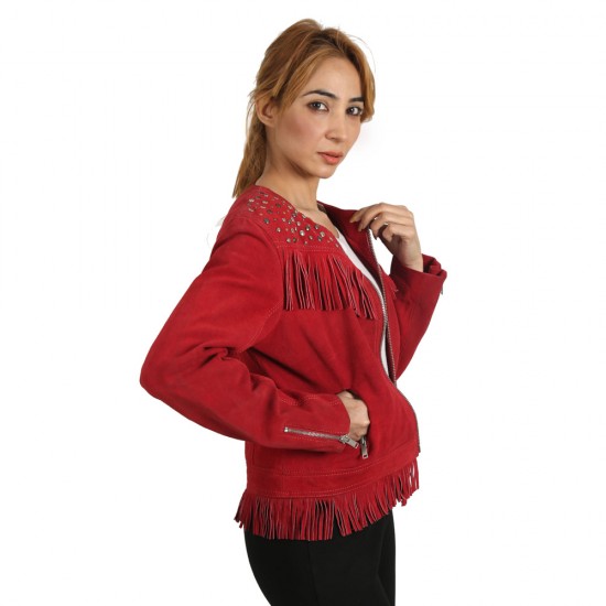 Fashionable Red Leather Jacket